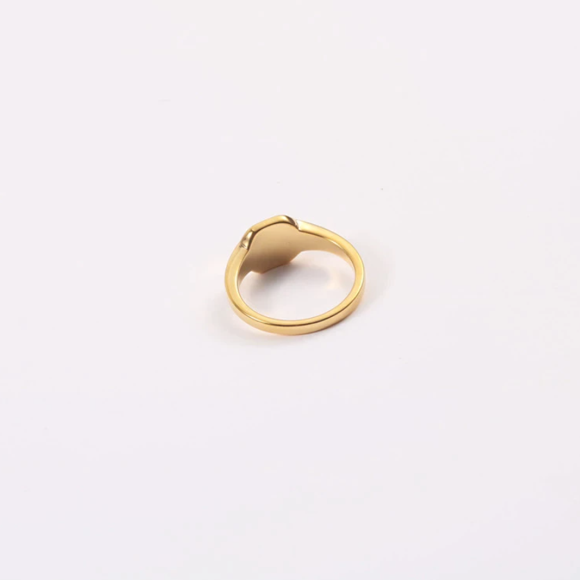 Gold Minimal Signet Ring on a white background.