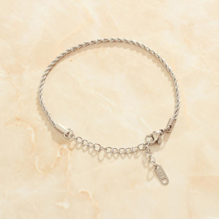 Gold Thin Rope Chain Link Bracelet